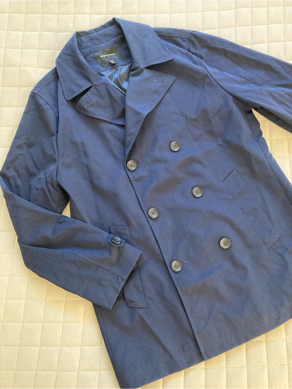 Banana Republic Men’s Navy Double-Breasted Peacoat - Waterproof
